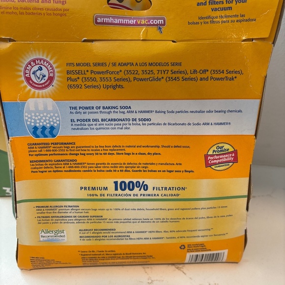 4 sets of 3, Arm & Hammer Bissell 7 Odor Eliminating Vacuum Bags # 62616F 3 Bags - Picture 4 of 5